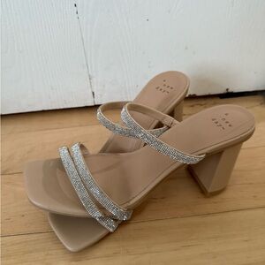 A New Day Women's Beige Block Heel Sandals